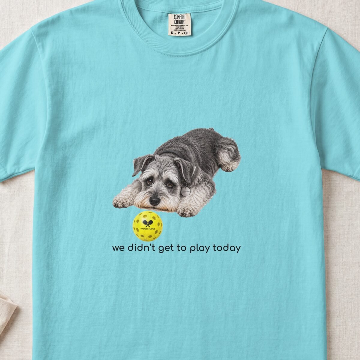 Schnauzer Sad — Funny Dog Pickleball Shirt on Comfort Colors 1717