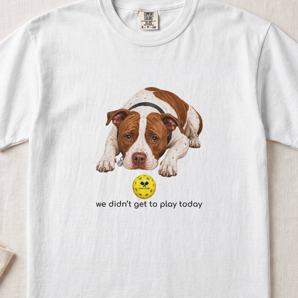 Pit Bull Sad — Funny Dog Pickleball Shirt on Comfort Colors 1717