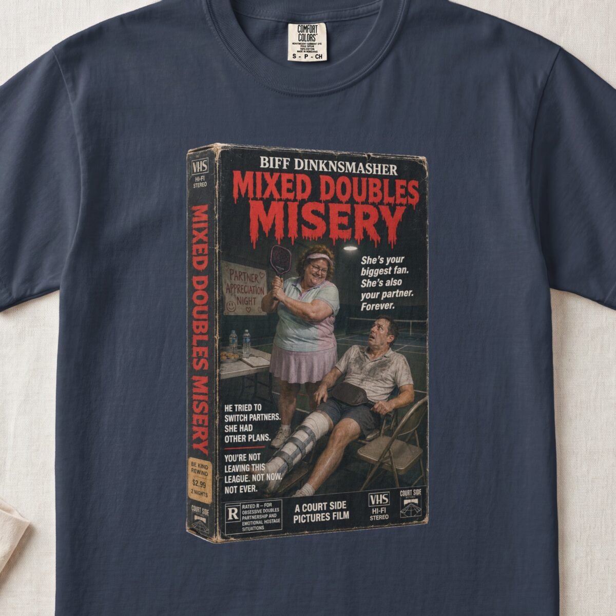 Mixed Doubles Misery — Retro Pickleball Shirt on Comfort Colors 1717
