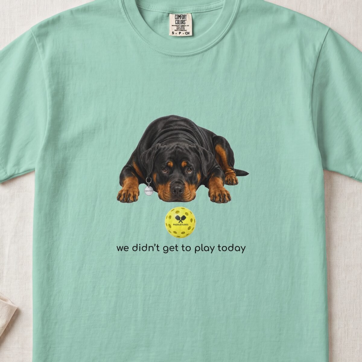 Rottweiler Sad — Funny Dog Pickleball Shirt on Comfort Colors 1717