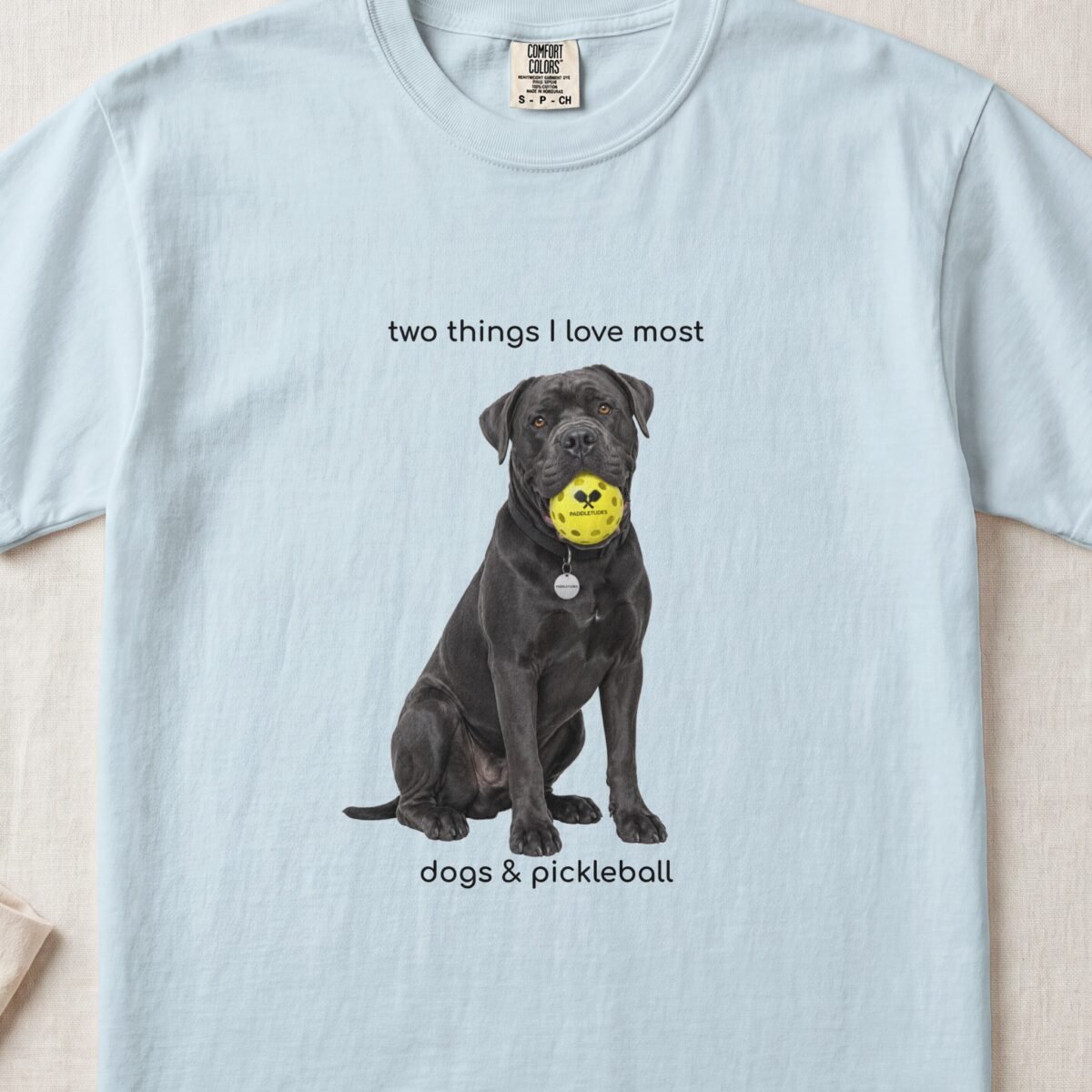 Cane Corso Happy — Funny Dog Pickleball Shirt on Comfort Colors 1717