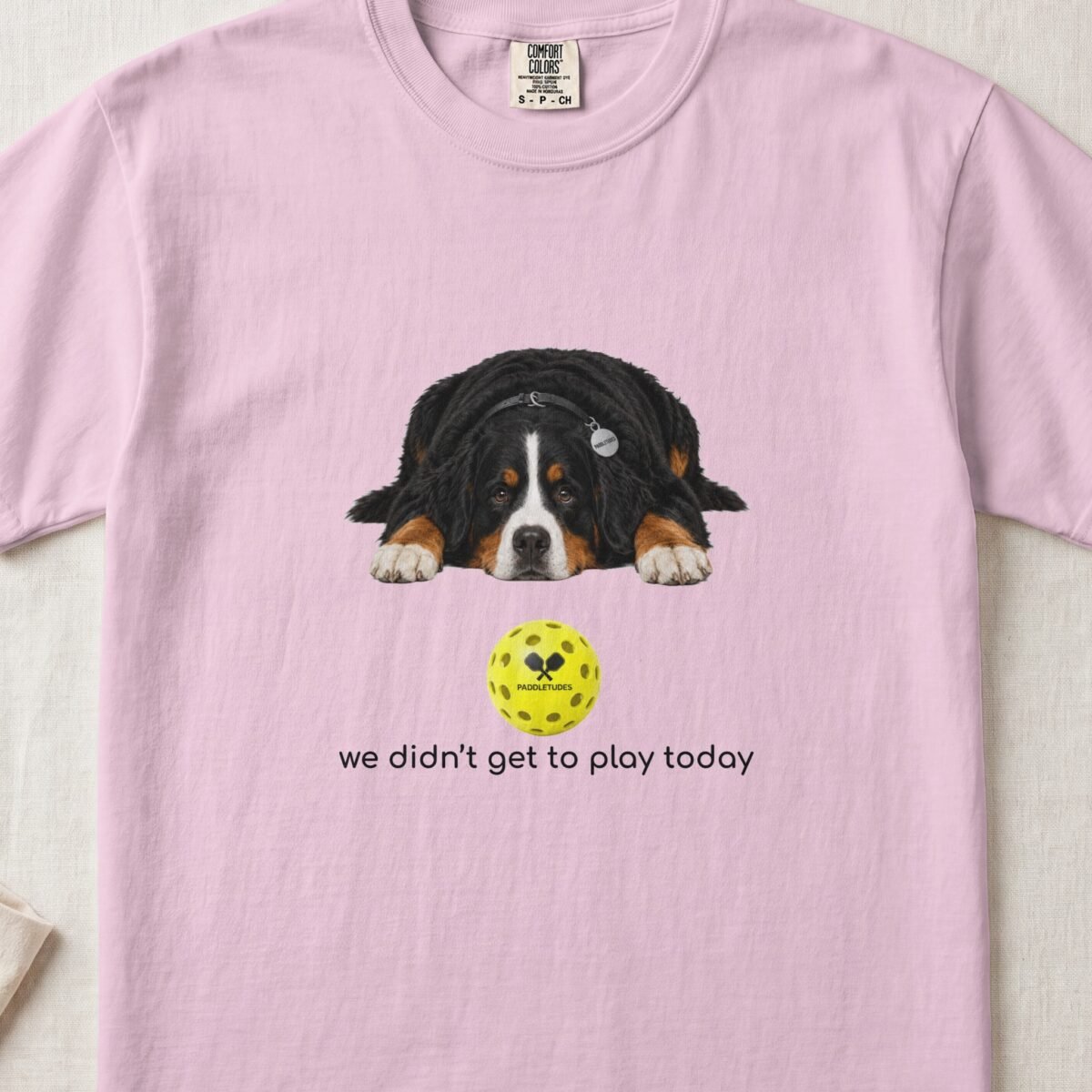 Bernese Mountain Sad — Funny Dog Pickleball Shirt on Comfort Colors 1717