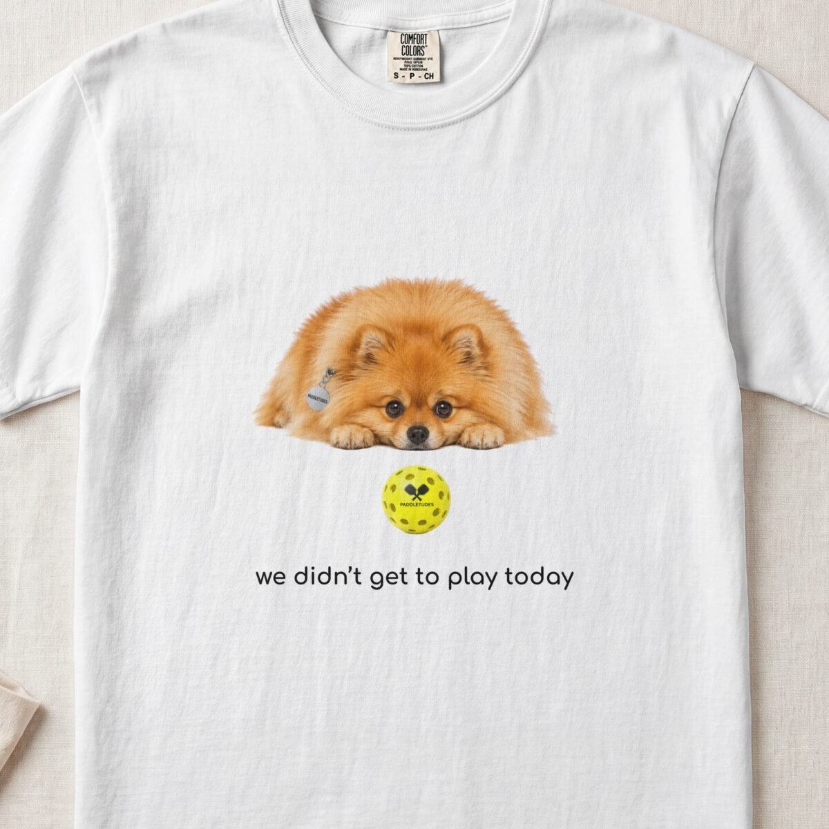 Pomeranian Sad — Funny Dog Pickleball Shirt on Comfort Colors 1717