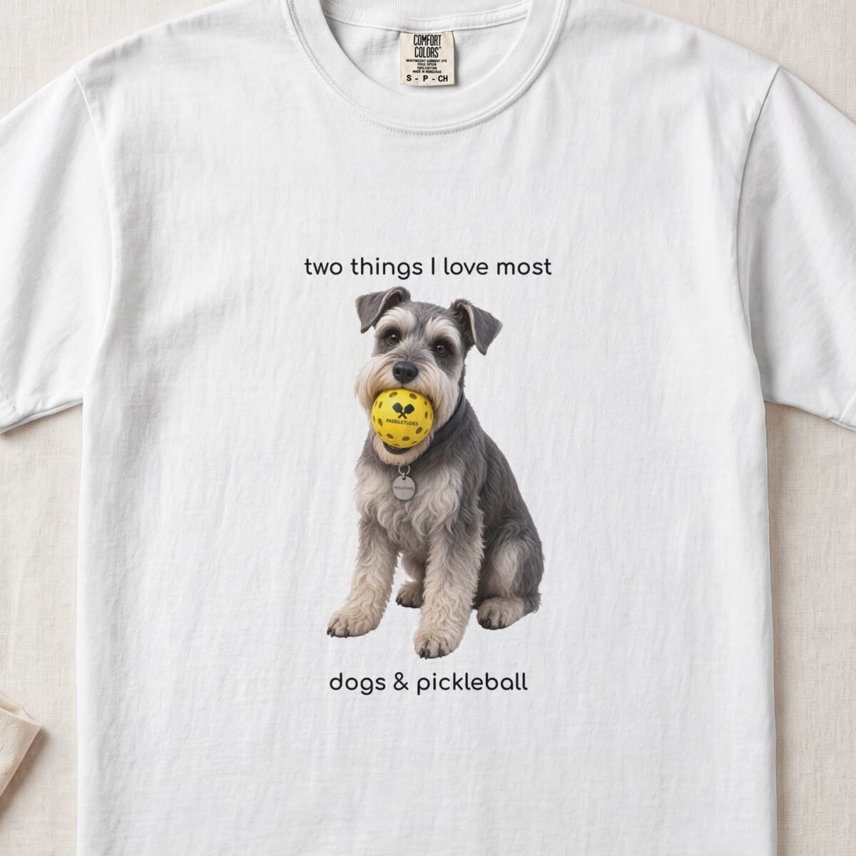 Schnauzer Happy — Funny Dog Pickleball Shirt on Comfort Colors 1717