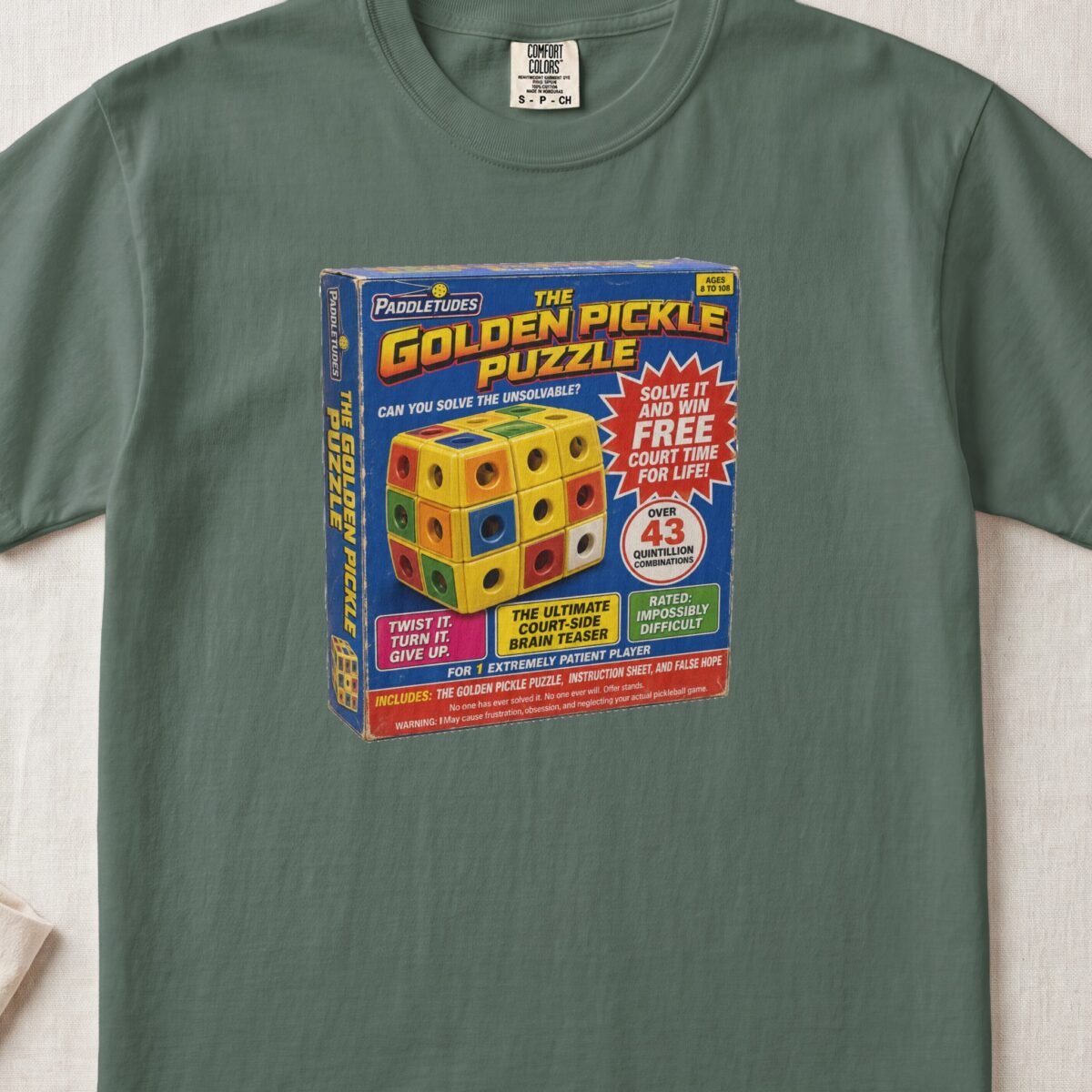 The Golden Pickleball Puzzle — Retro Pickleball Shirt on Comfort Colors 1717