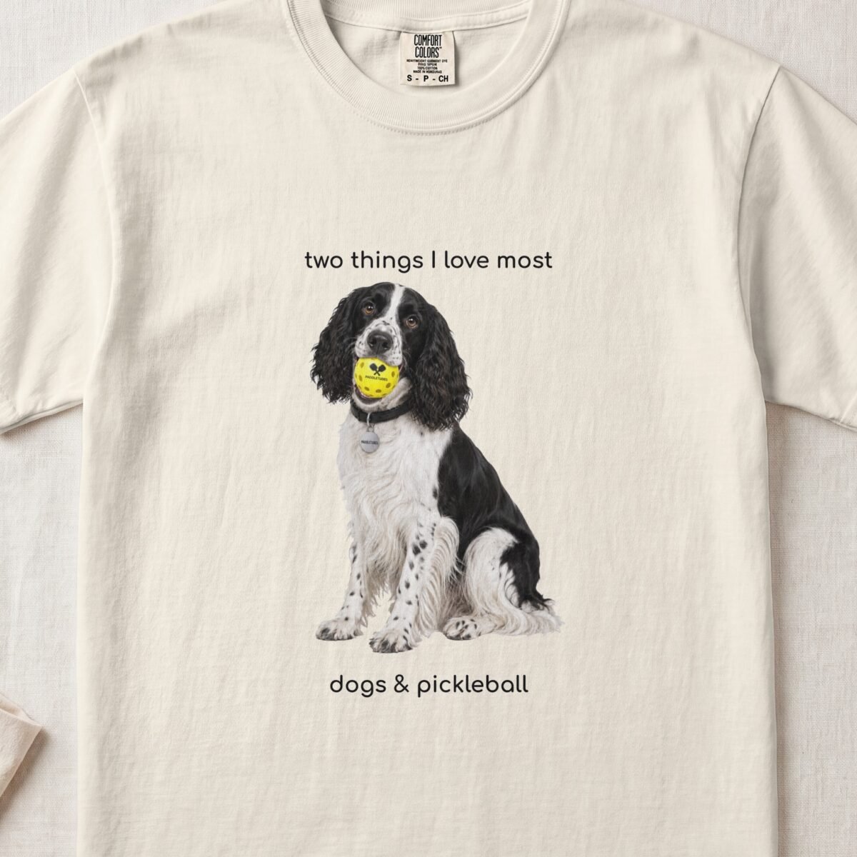 Cocker Spaniel Happy — Funny Dog Pickleball Shirt on Comfort Colors 1717