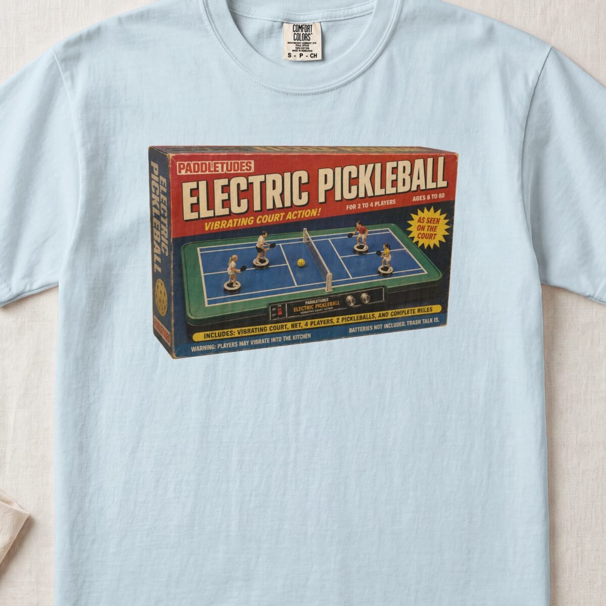 Electric Pickleball — Retro Pickleball Shirt on Comfort Colors 1717