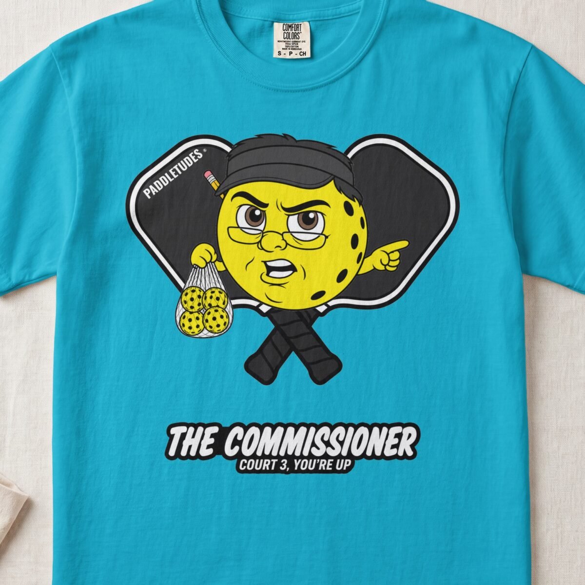 The Commissioner – Pickleball Personality — Funny Pickleball Attitude Shirt on Comfort Colors 1717