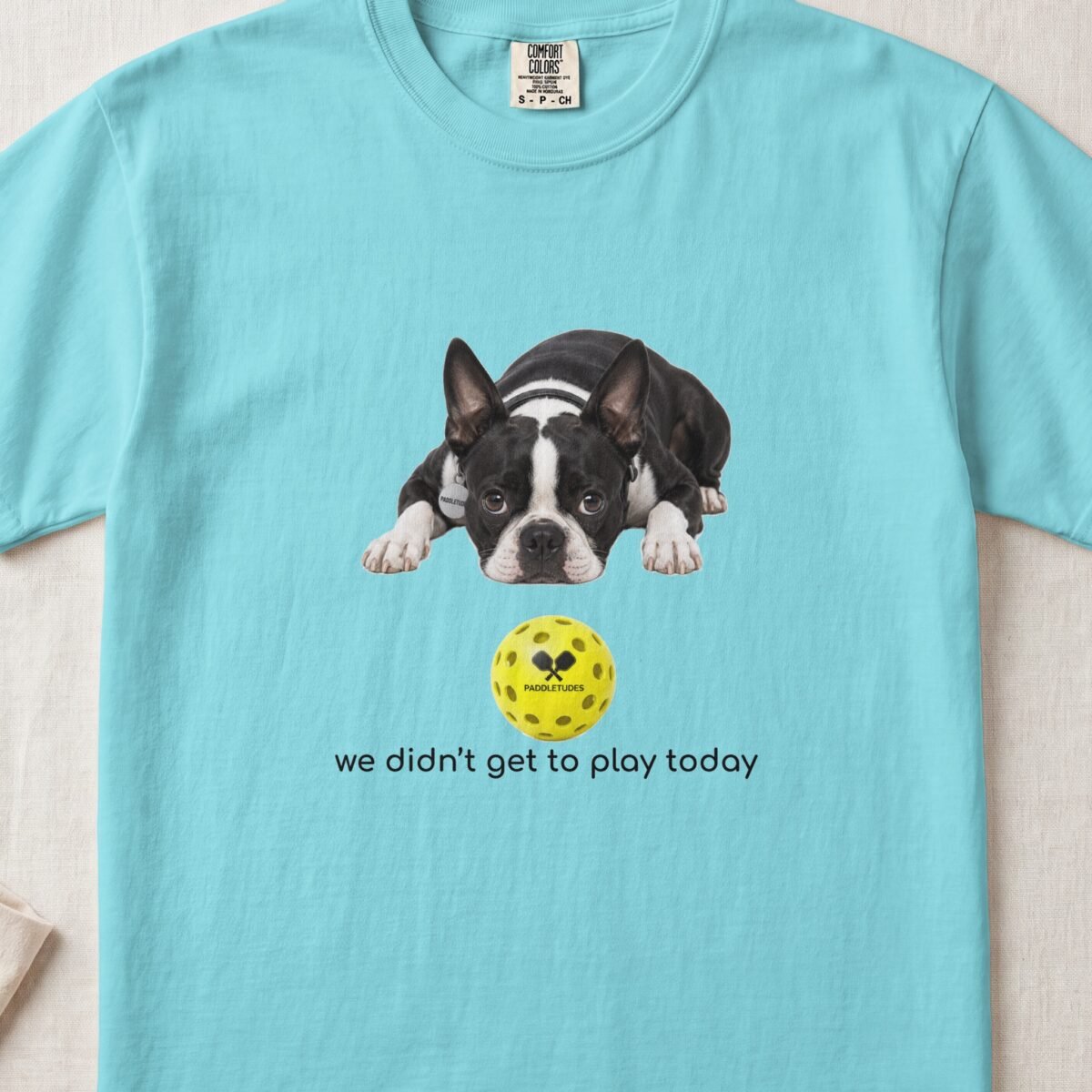 Boston Terrier Sad — Funny Dog Pickleball Shirt on Comfort Colors 1717
