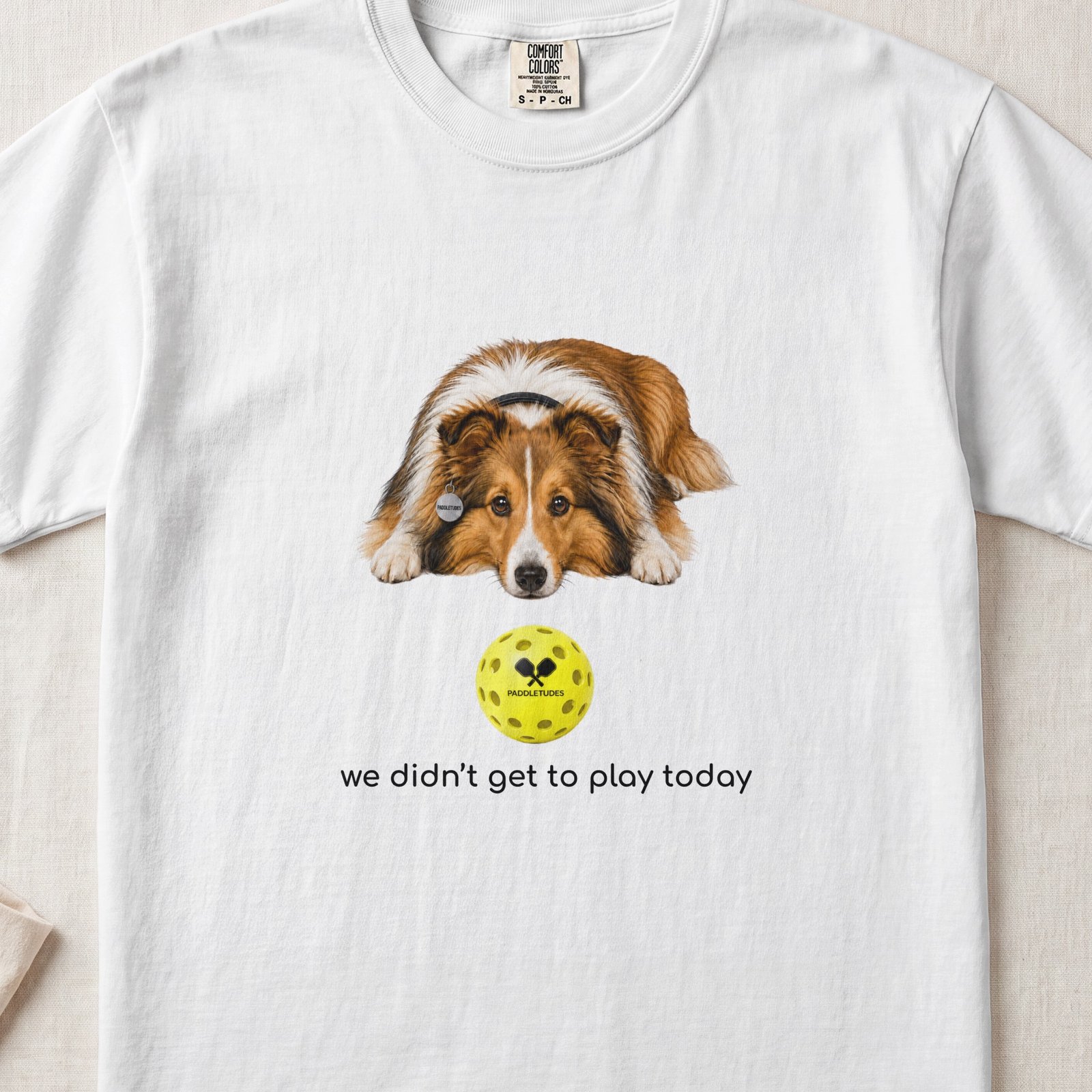 Shetland Sheepdog Sad — Funny Dog Pickleball Shirt on Comfort Colors 1717 — View 9