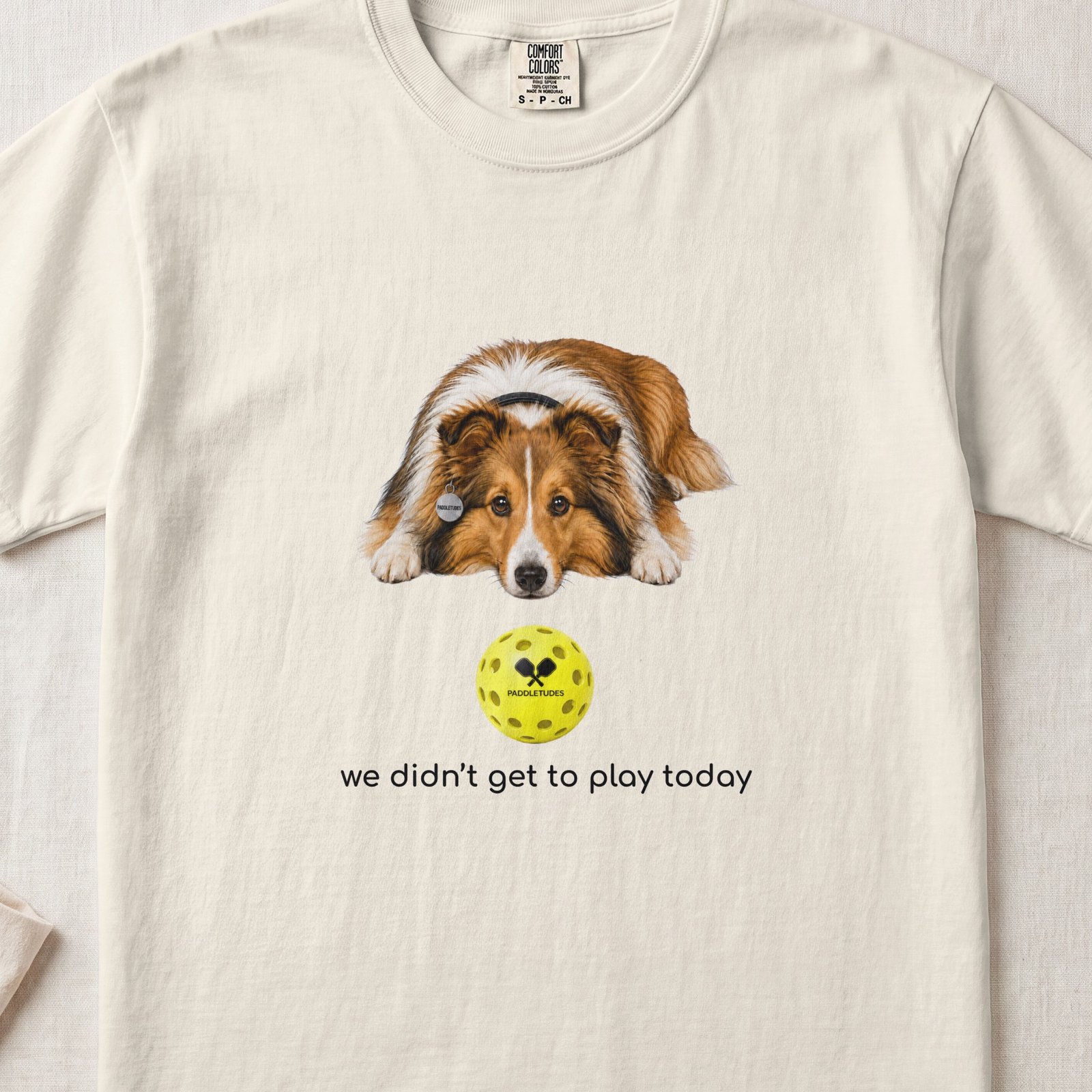 Shetland Sheepdog Sad — Funny Dog Pickleball Shirt on Comfort Colors 1717 — View 8