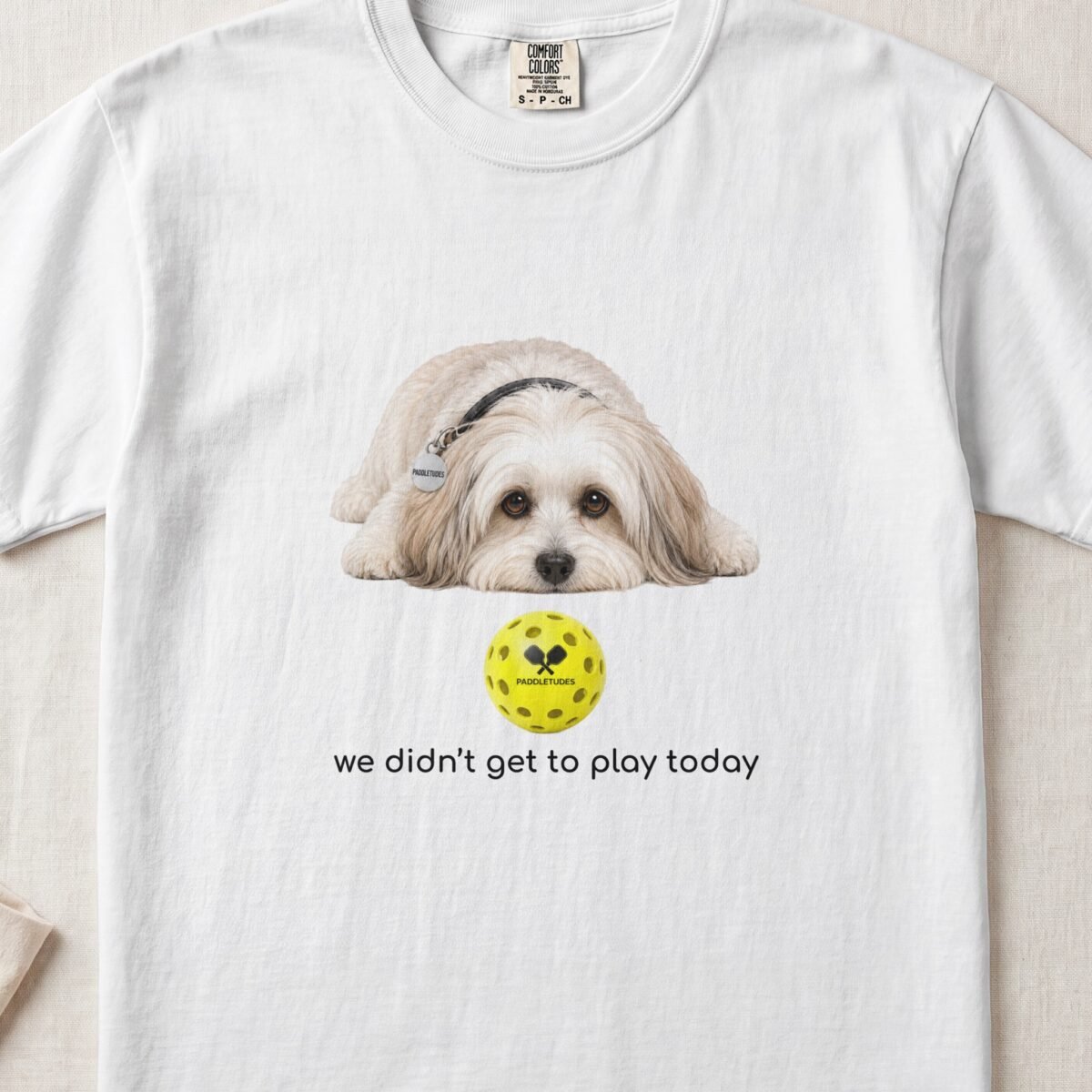 Havanese Sad — Funny Dog Pickleball Shirt on Comfort Colors 1717