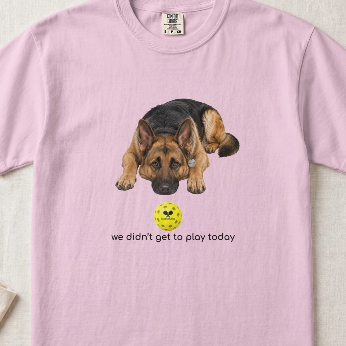 German Shepherd Sad — Funny Dog Pickleball Shirt on Comfort Colors 1717