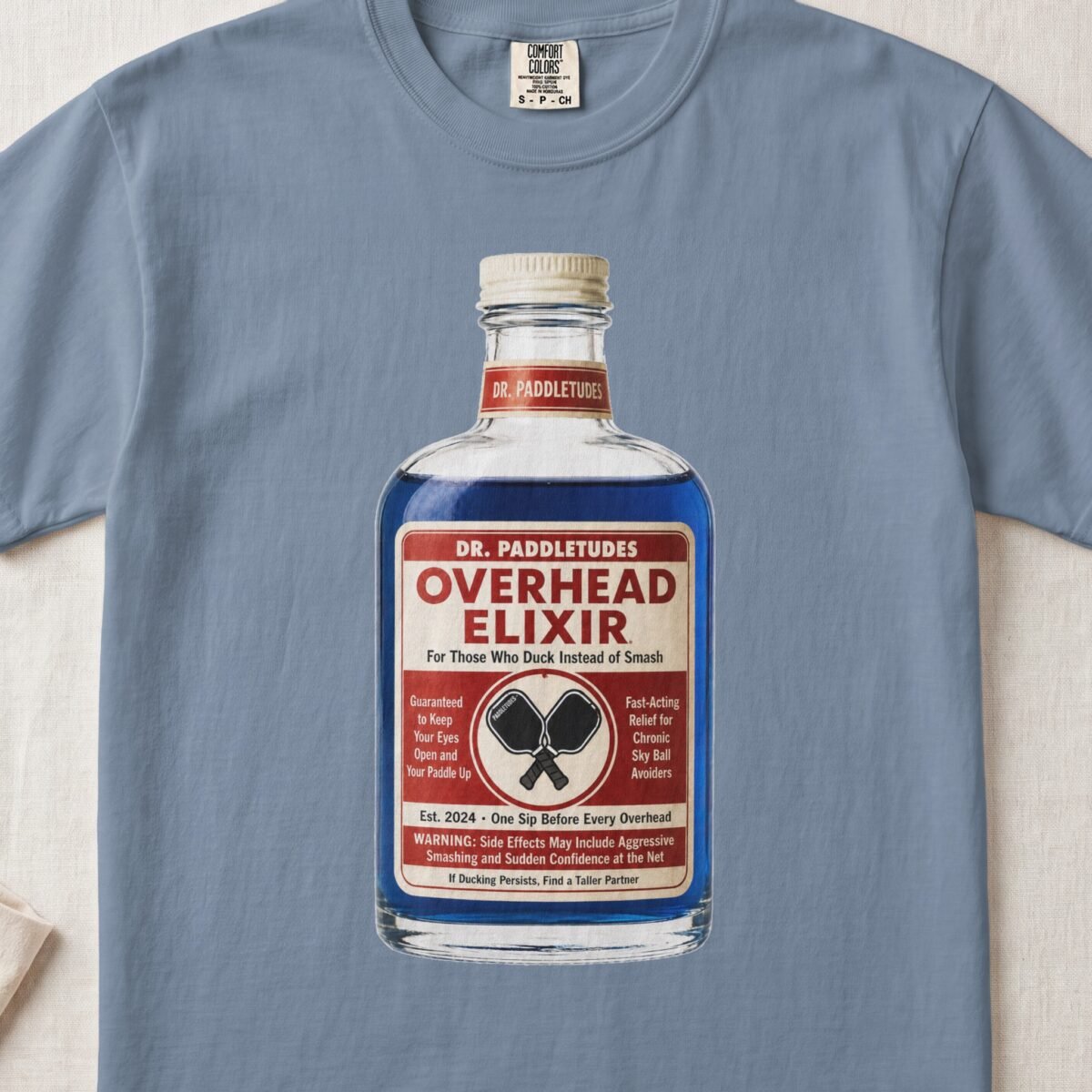 Dr Paddletudes Overhead Elixir — Retro Pickleball Shirt on Comfort Colors 1717