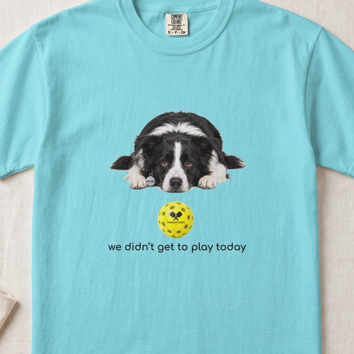Border Collie Sad — Funny Dog Pickleball Shirt on Comfort Colors 1717