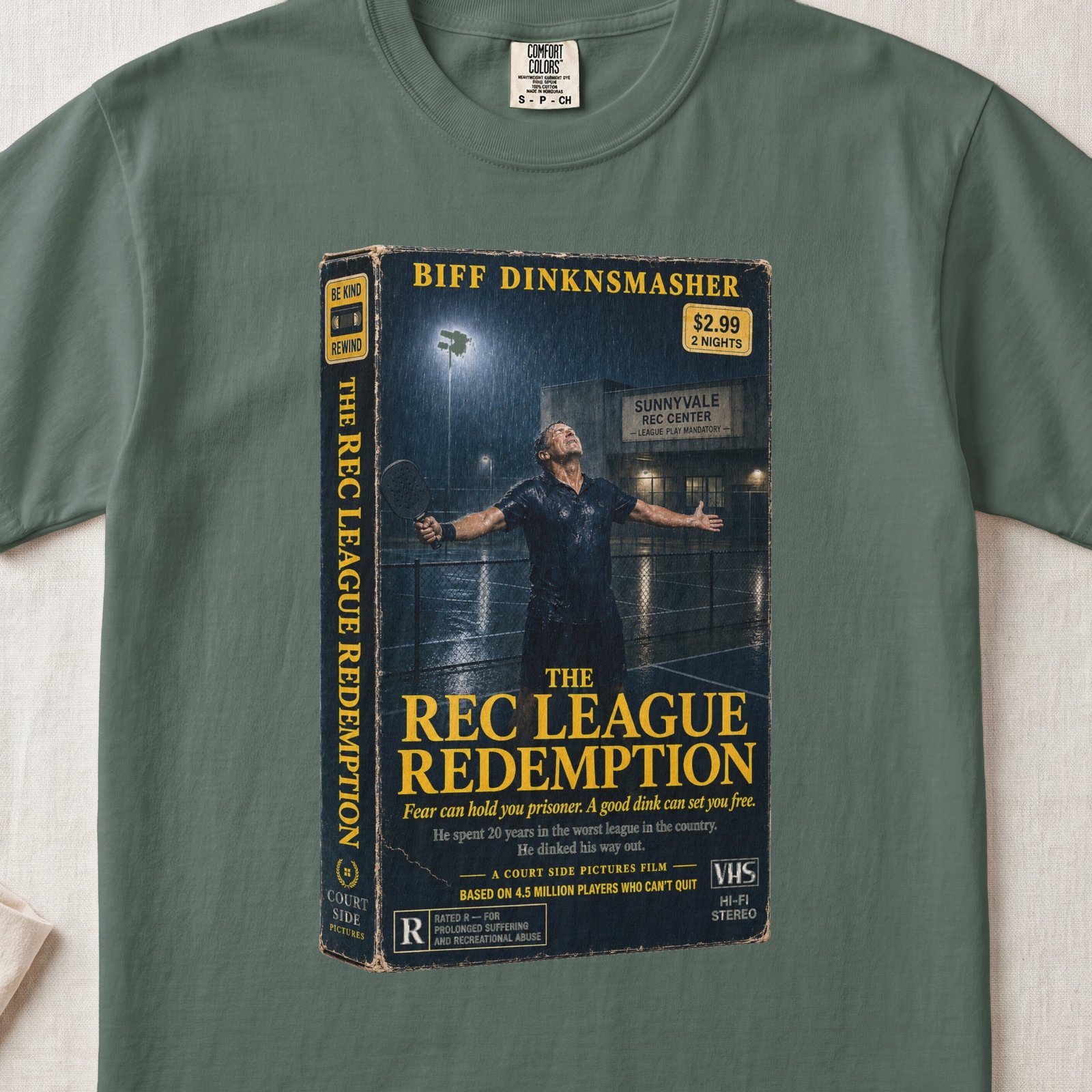 Rec League Redemption — Retro Pickleball Shirt on Comfort Colors 1717 — View 3
