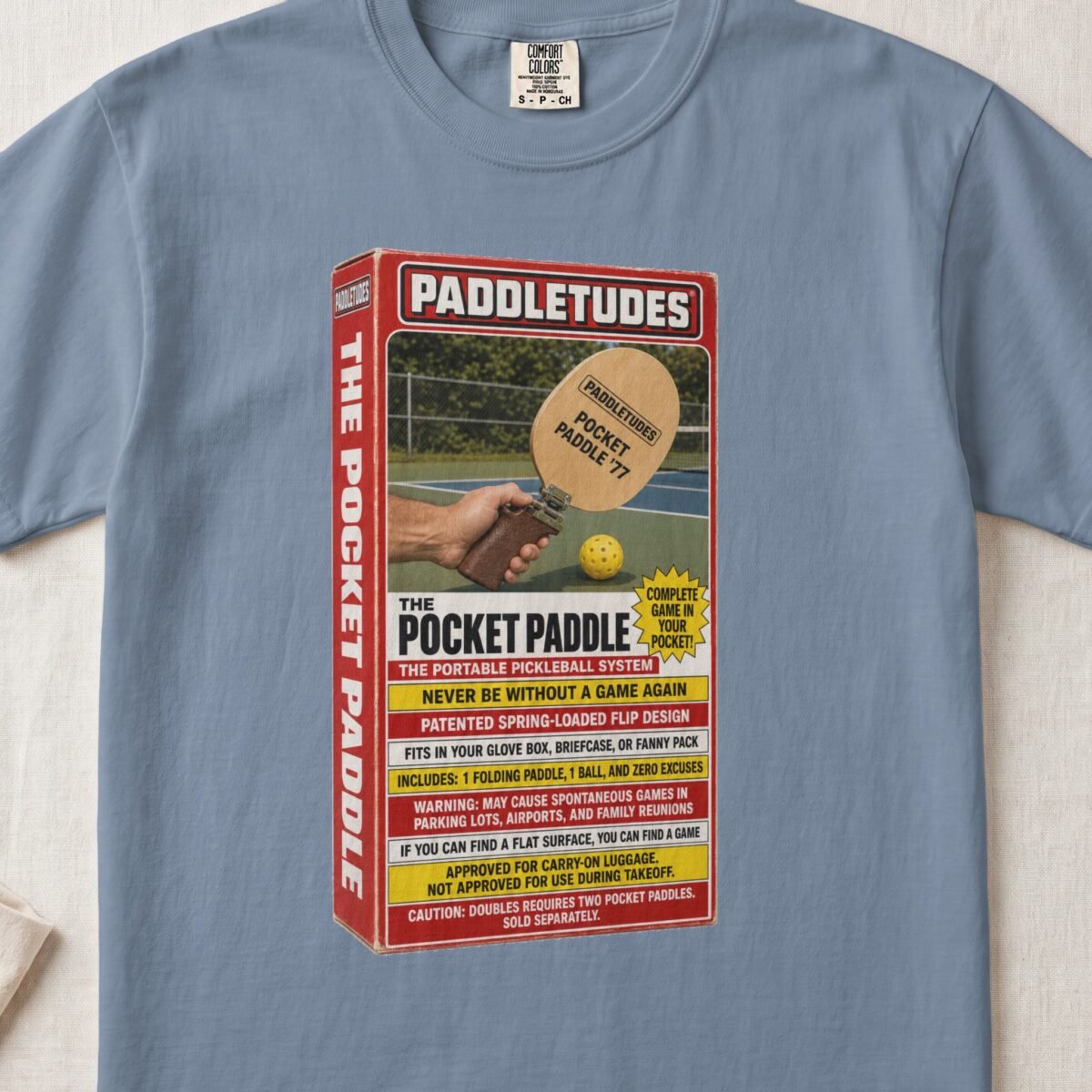 The Pocket Paddle — Retro Pickleball Shirt on Comfort Colors 1717
