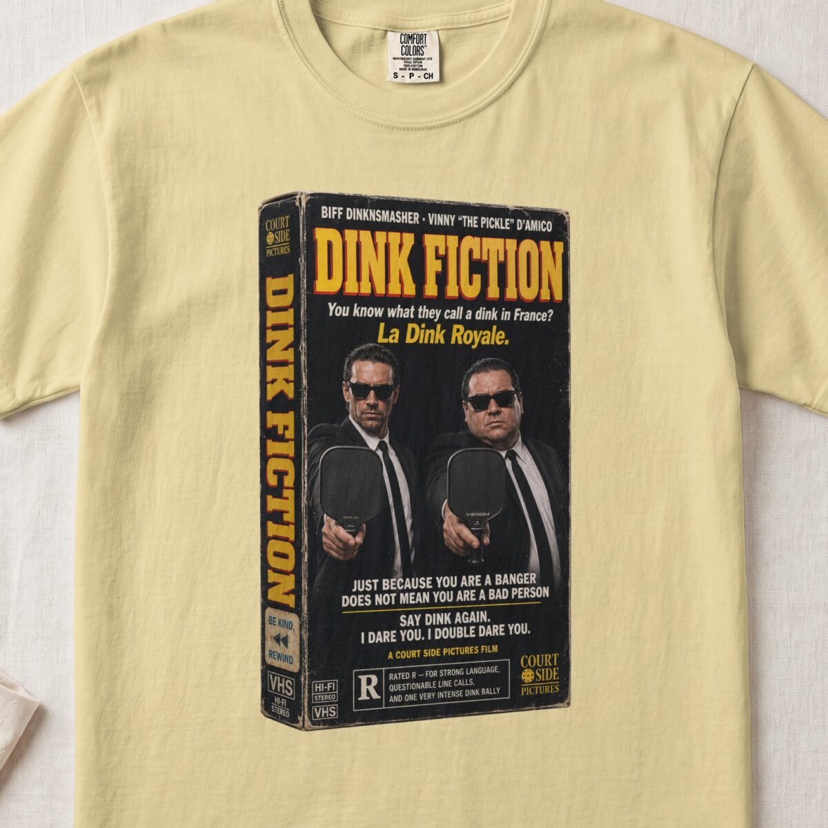 Dink Fiction — Retro Pickleball Shirt on Comfort Colors 1717