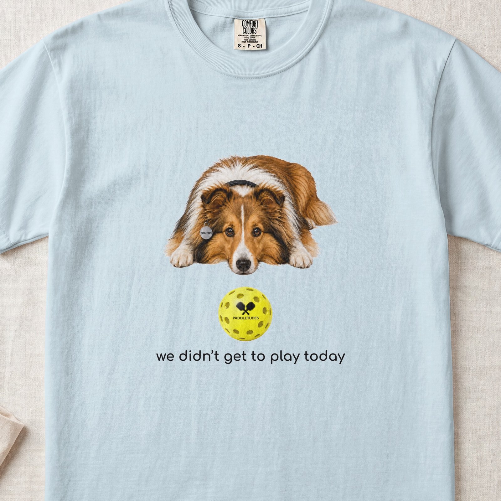 Shetland Sheepdog Sad — Funny Dog Pickleball Shirt on Comfort Colors 1717 — View 6