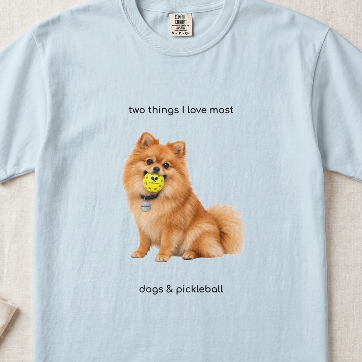 Pomeranian Happy — Funny Dog Pickleball Shirt on Comfort Colors 1717