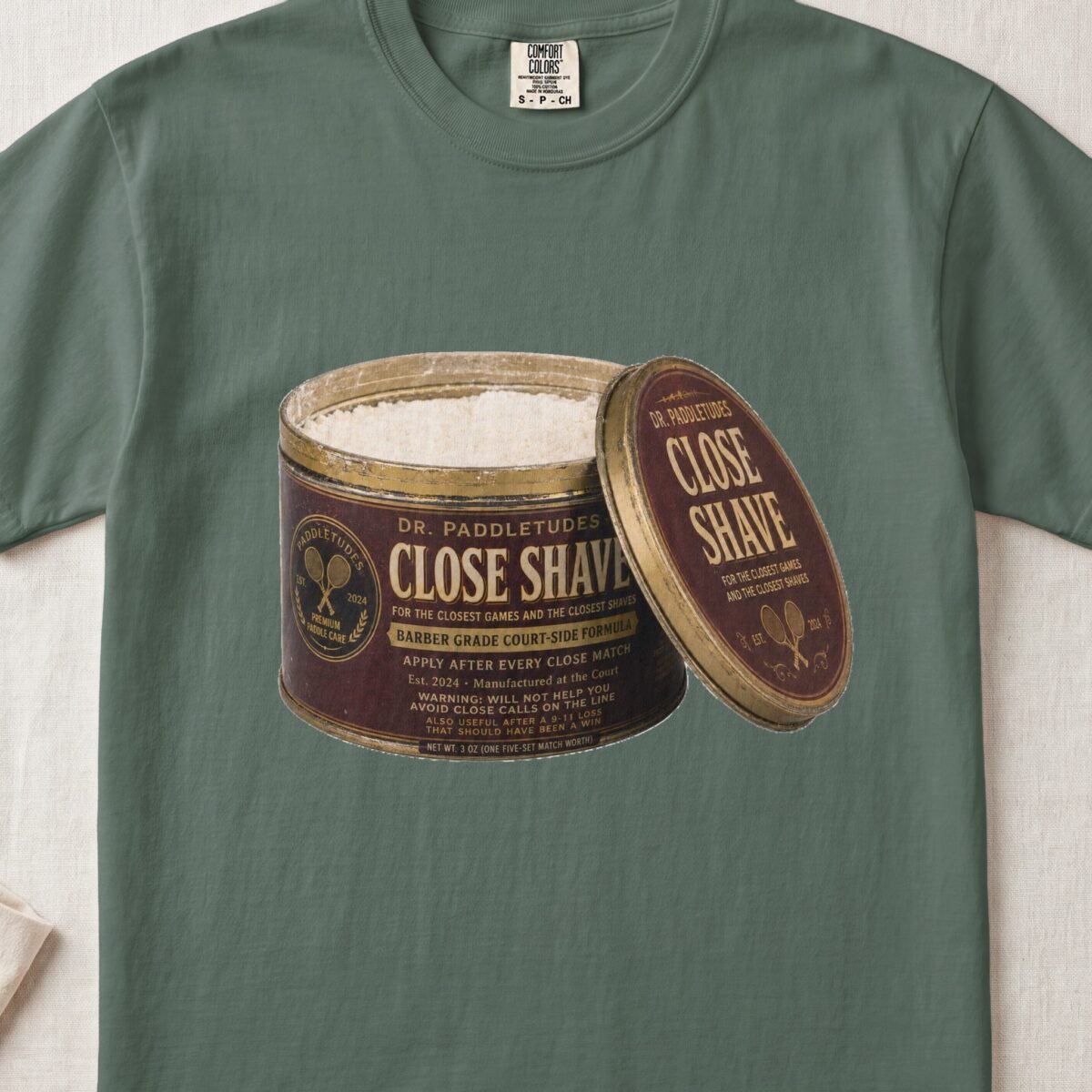 Dr Paddletudes Close Shave — Retro Pickleball Shirt on Comfort Colors 1717