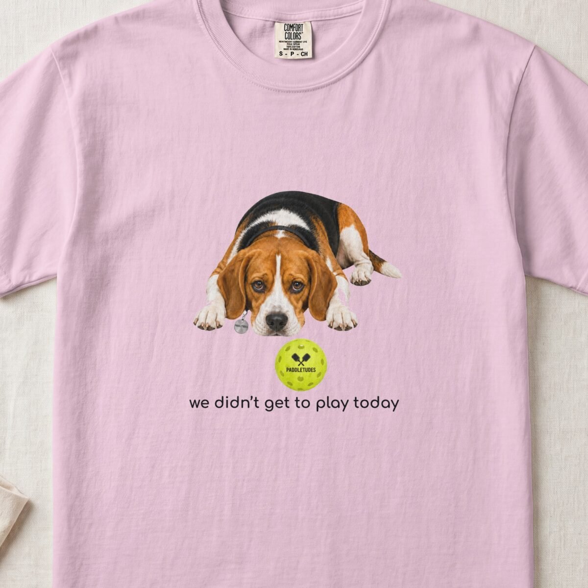 Beagle Sad — Funny Dog Pickleball Shirt on Comfort Colors 1717