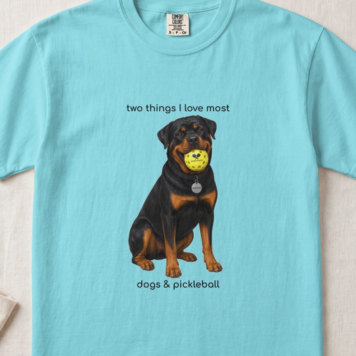Rottweiler Happy — Funny Dog Pickleball Shirt on Comfort Colors 1717