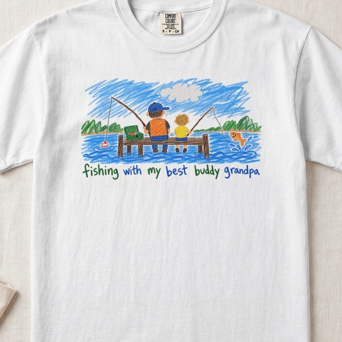 Fishing With My Best Buddy Grandpa — Little Hands Tee on Comfort Colors 1717