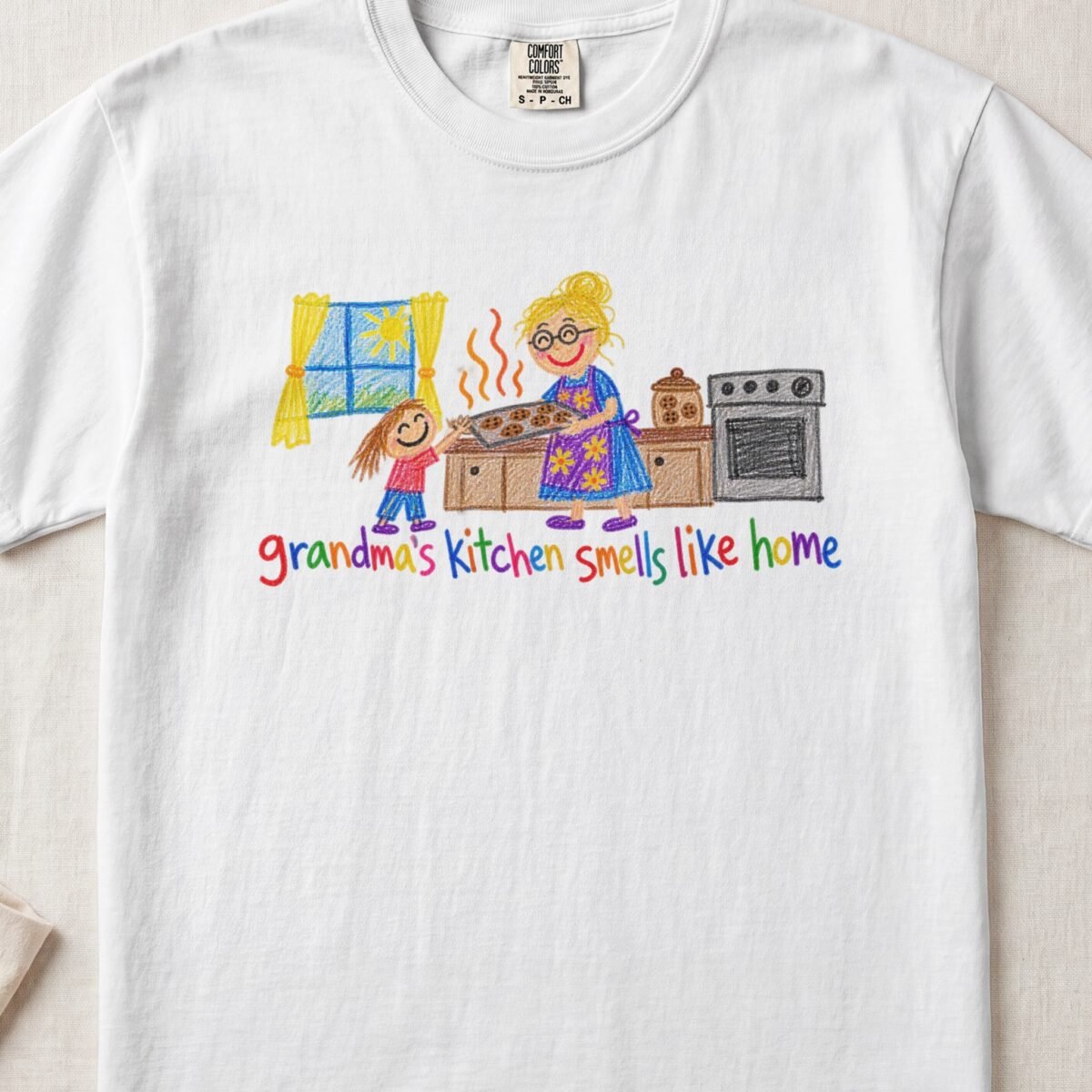 Grandma’s Kitchen Smells Like Home Tee — Little Hands Tee on Comfort Colors 1717