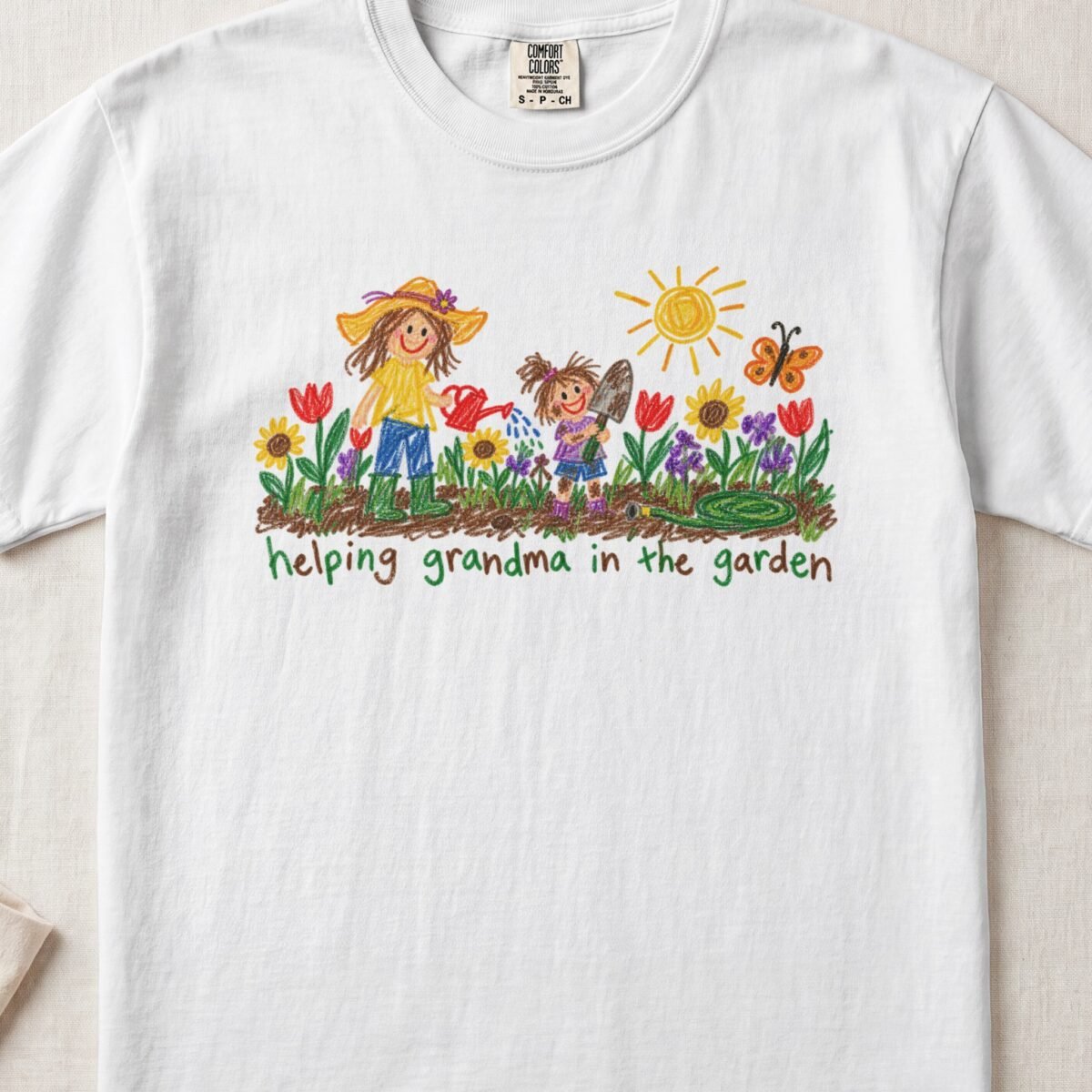 Helping Grandma In The Garden Tee — Little Hands Tee on Comfort Colors 1717