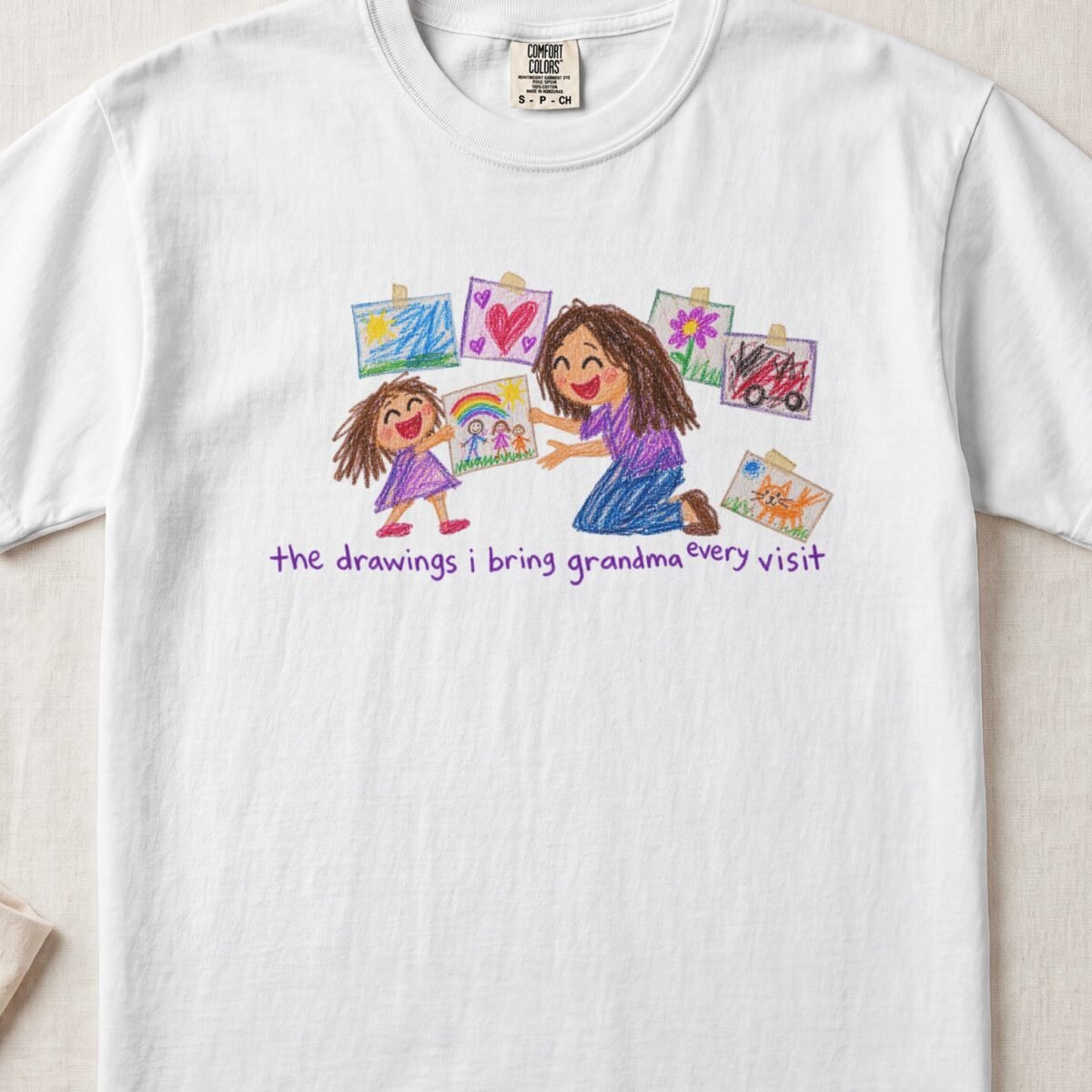 The Drawings I Bring Grandma Every Visit — Little Hands Tee on Comfort Colors 1717