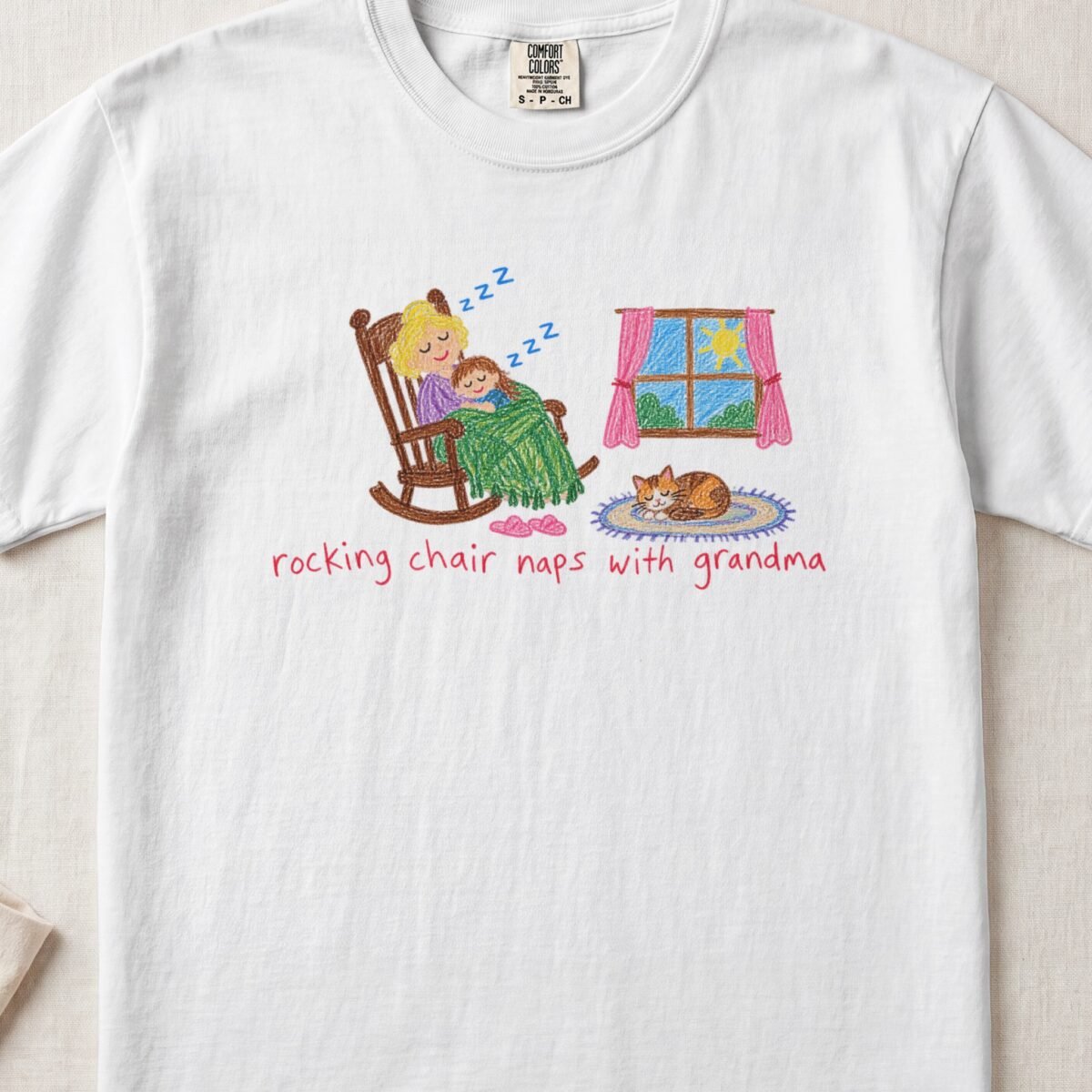 Rocking Chair Naps With Grandma Tee — Little Hands Tee on Comfort Colors 1717