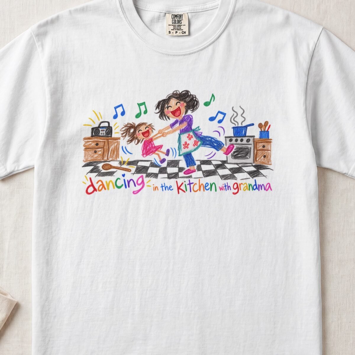Dancing In The Kitchen With Grandma — Little Hands Tee on Comfort Colors 1717