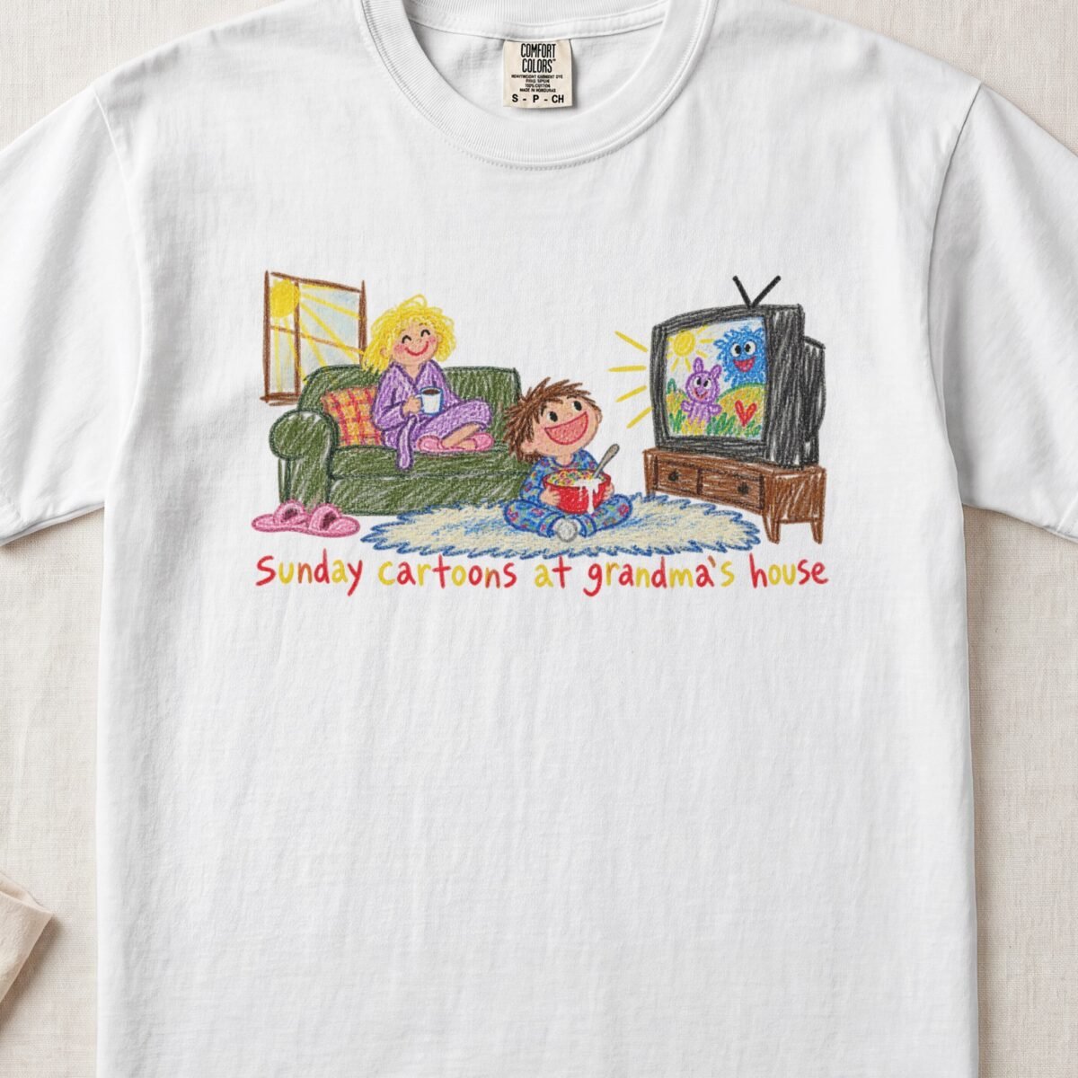 Sunday Cartoons At Grandma’s House — Little Hands Tee on Comfort Colors 1717