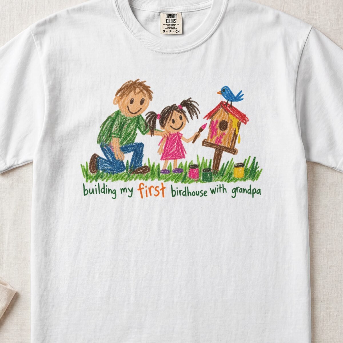 Building My First Birdhouse With Grandpa — Little Hands Tee on Comfort Colors 1717
