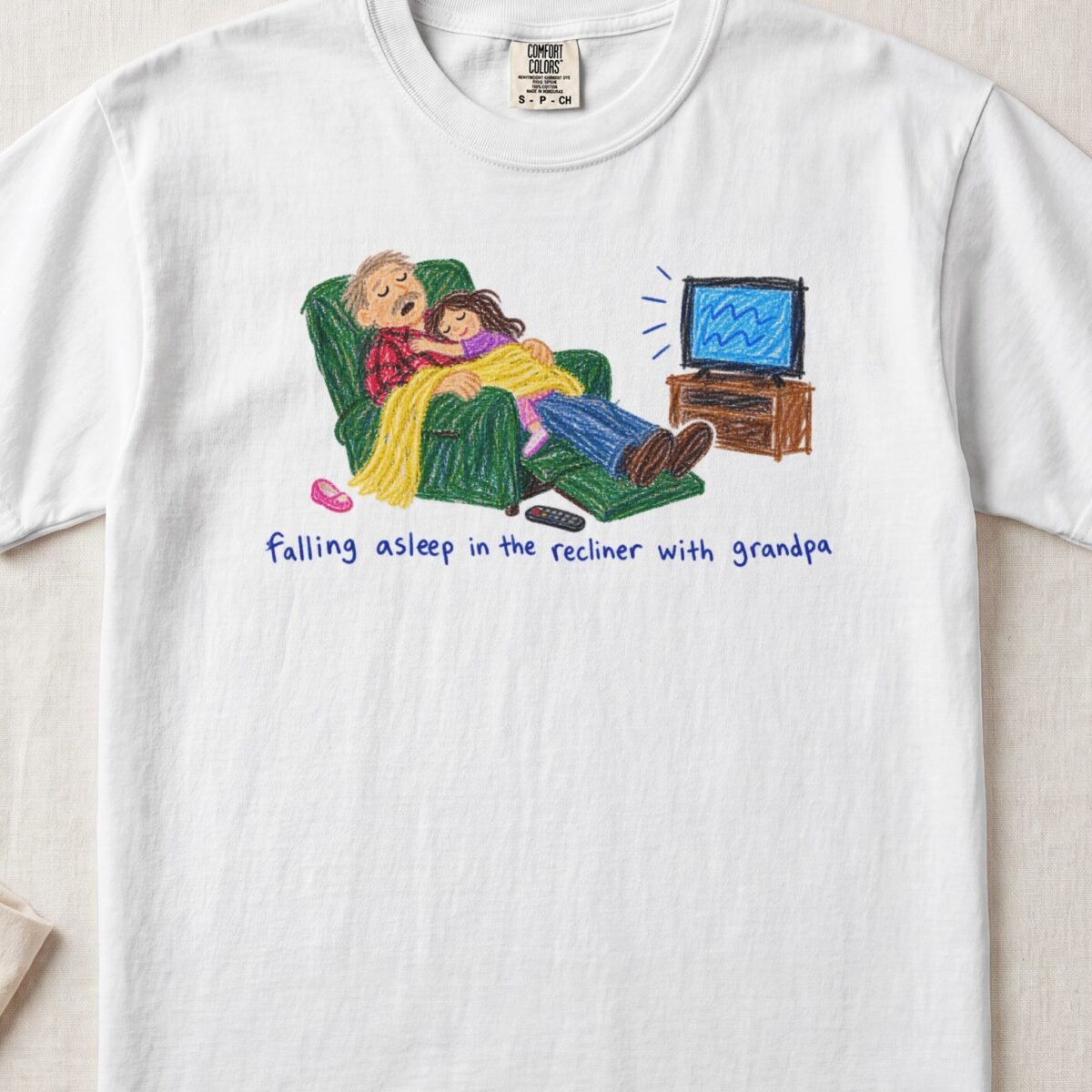 Falling Asleep In The Recliner With Grandpa — Little Hands Tee on Comfort Colors 1717