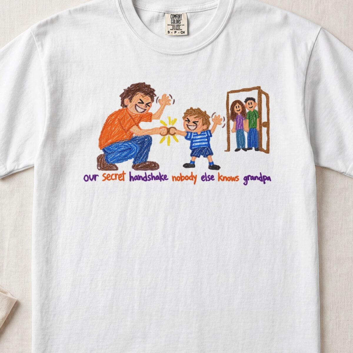 Our Secret Handshake Nobody Else Knows Grandpa — Little Hands Tee on Comfort Colors 1717